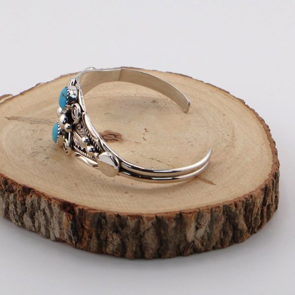 Navajo Turquoise Cuff Bracelet Sterling Silver Handcrafted Native American ** - Picture 6 of 11